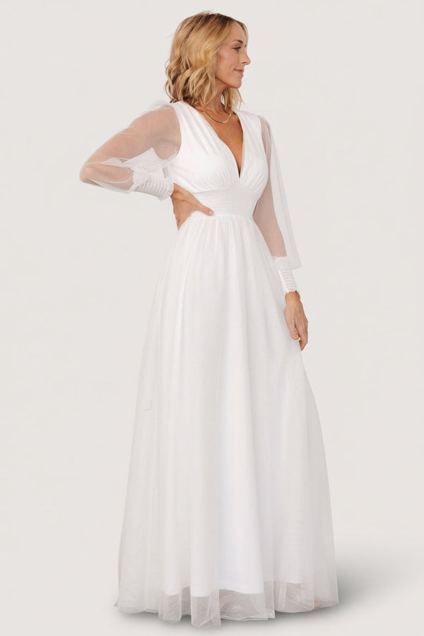 Layla Tulle Maxi Dress | White