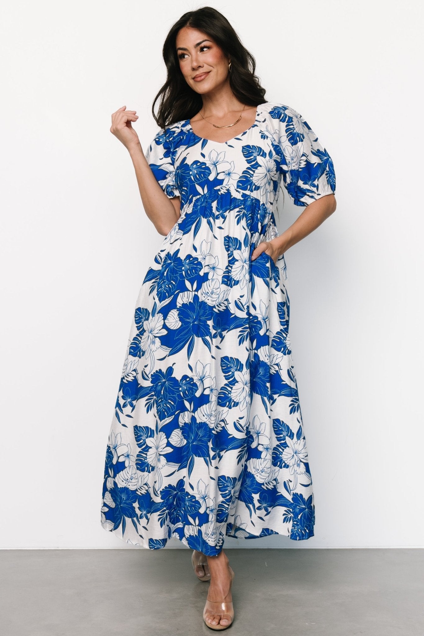 Leela Maxi Dress | Cobalt + Off White Secondary image