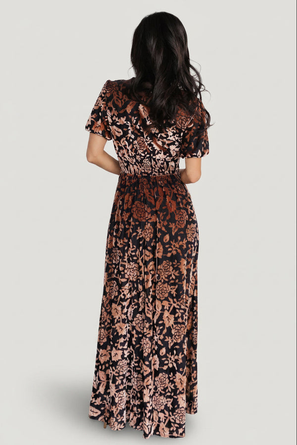 Leslie Velvet Maxi Dress | Black + Bronze