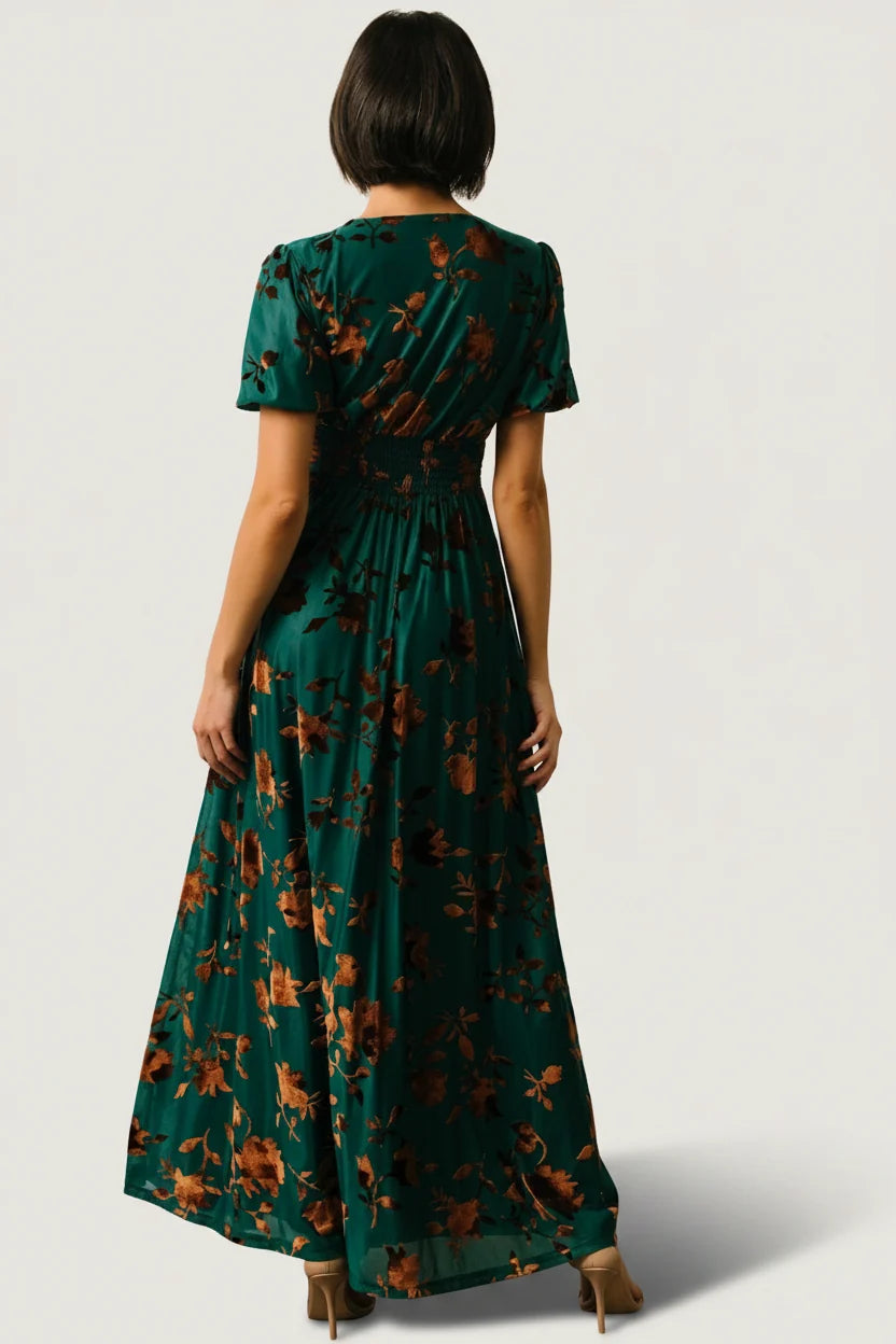 Leslie Velvet Maxi Dress | Bronze + Jade