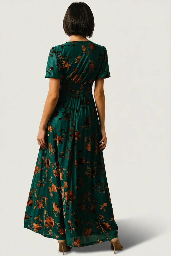 Leslie Velvet Maxi Dress | Bronze + Jade