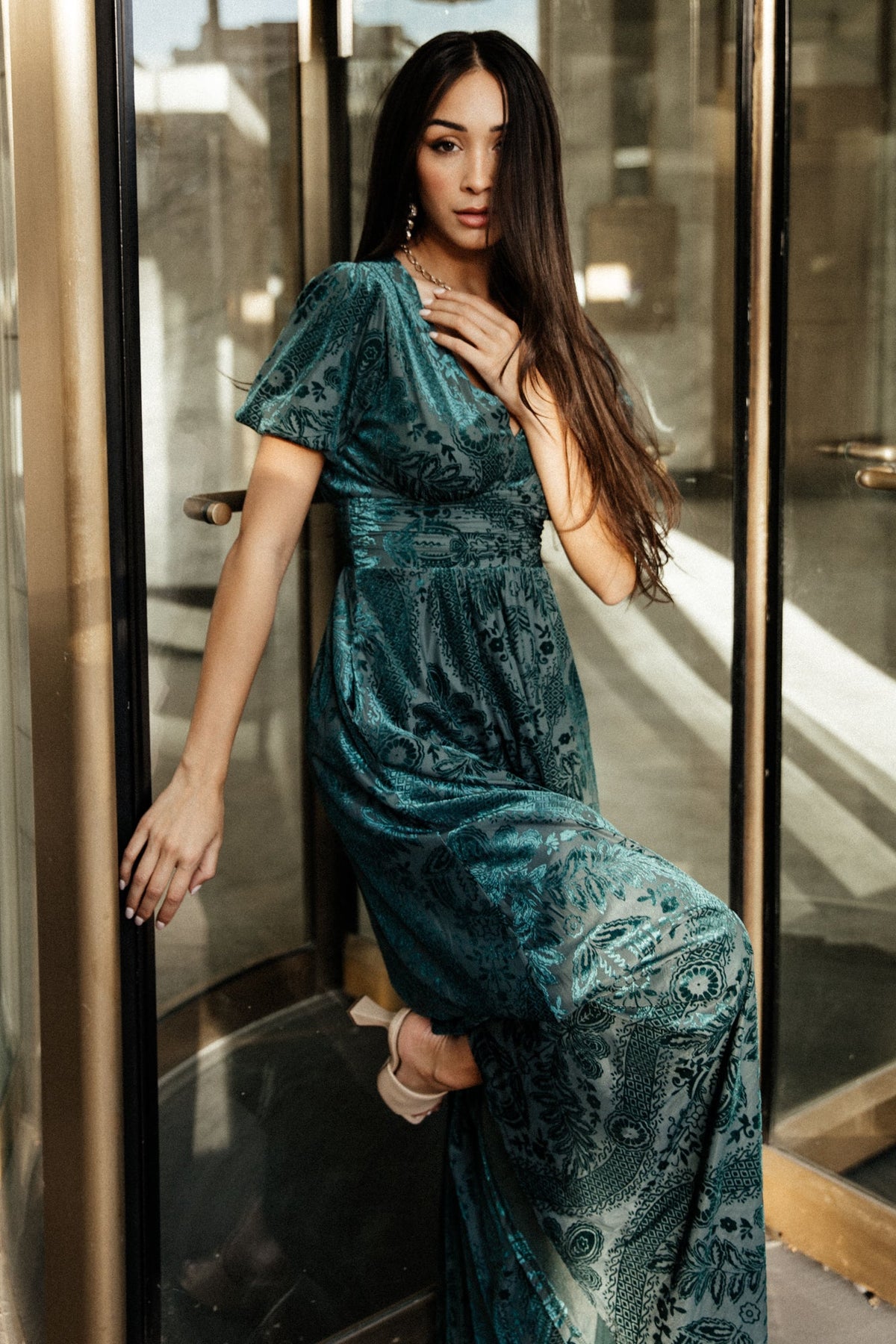 Leslie Velvet Maxi Dress | Emerald
