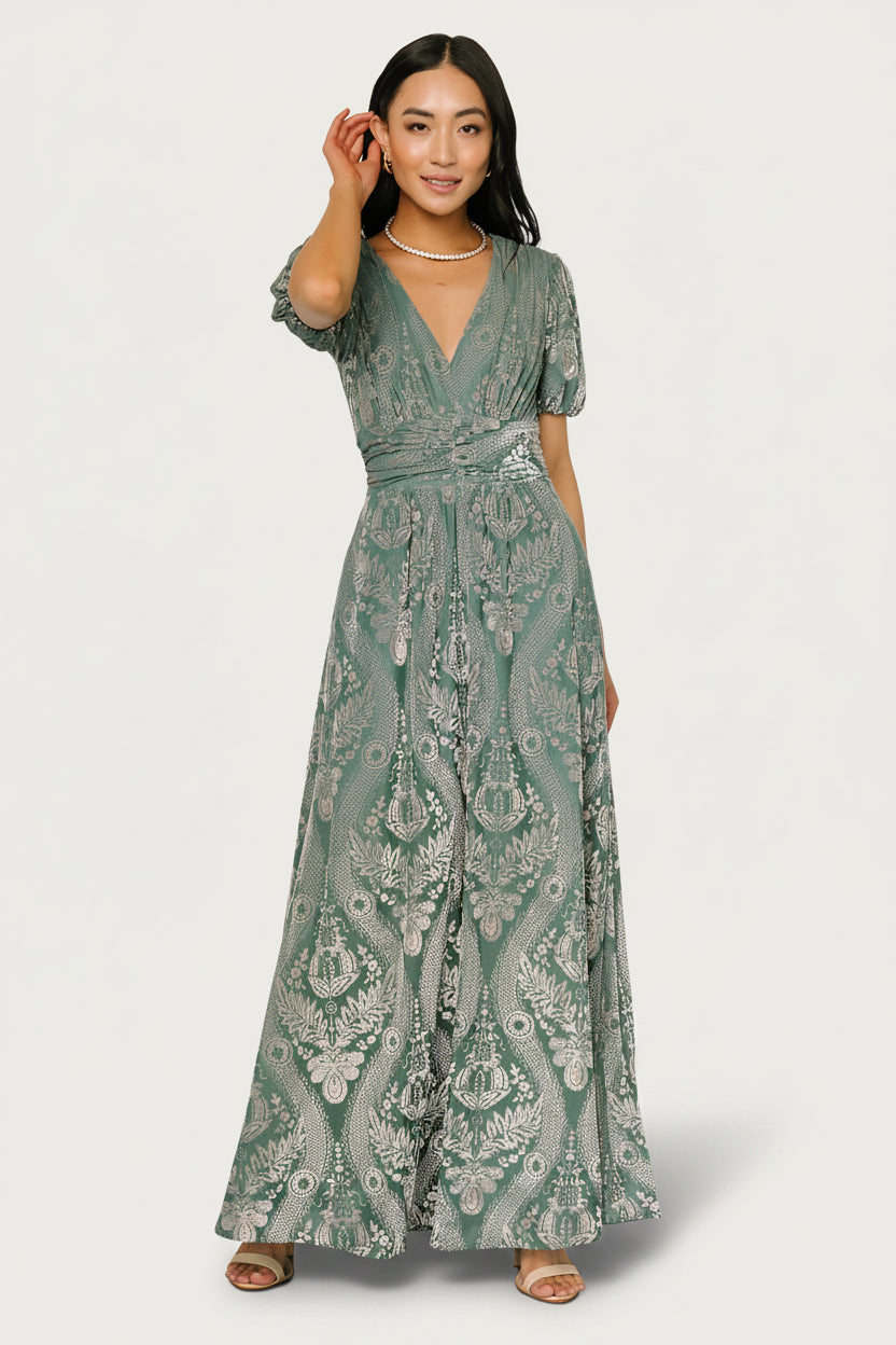 Leslie Velvet Maxi Dress | Sage + Silver Main image