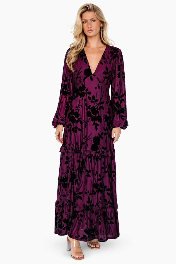 Liana Velvet Embossed Maxi Dress | Mulberry