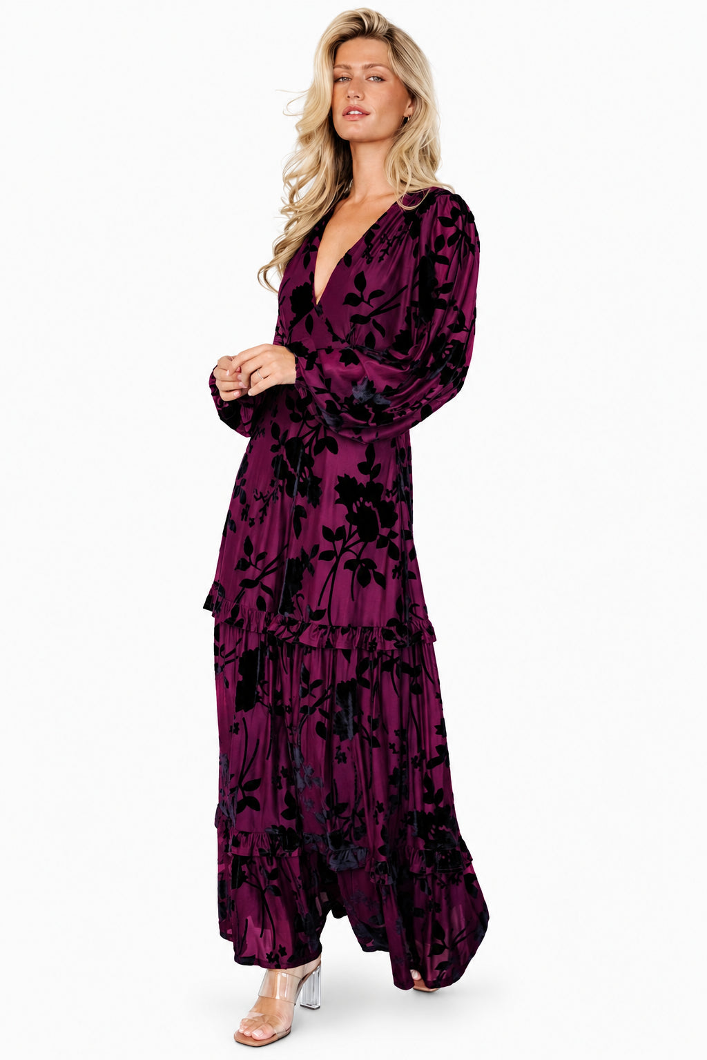 Liana Velvet Embossed Maxi Dress | Mulberry