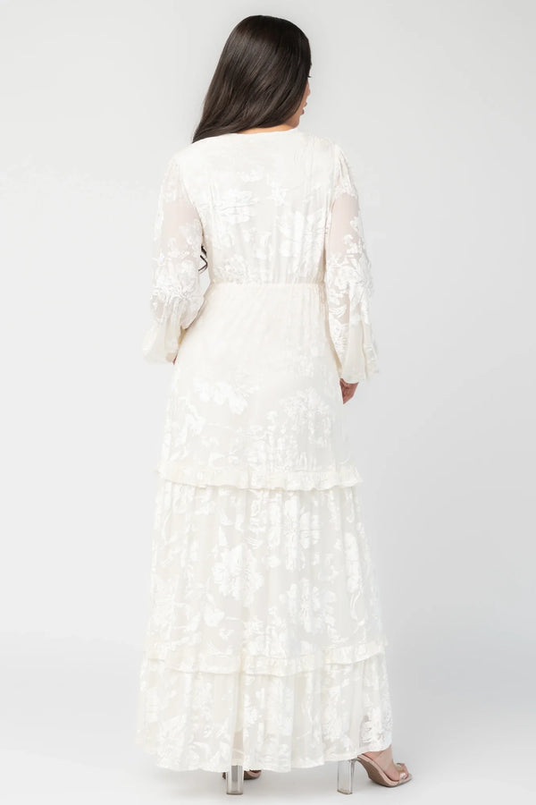 Liana Velvet Embossed Maxi Dress | Ivory