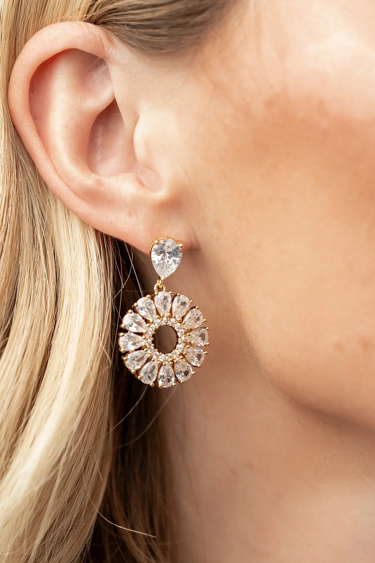 Lisandra Cluster Drop Earrings | Gold Main image