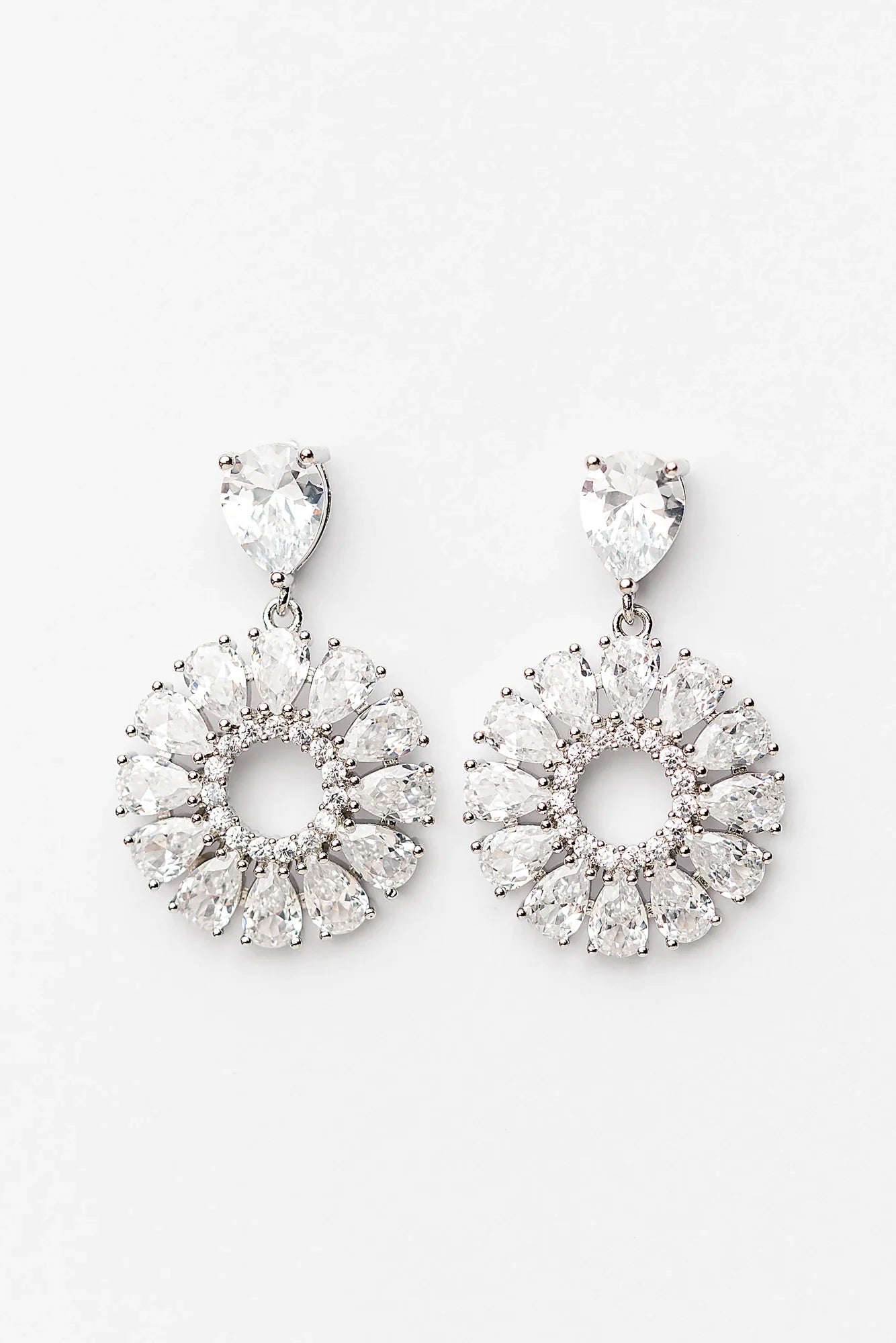 Lisandra Cluster Drop Earrings | Silver Secondary image