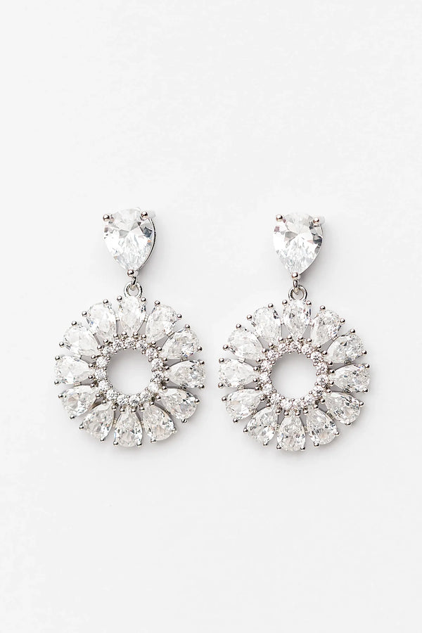 Lisandra Cluster Drop Earrings | Silver