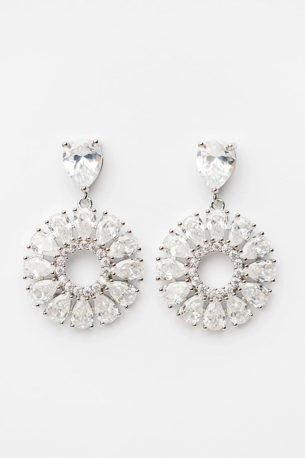 Lisandra Cluster Drop Earrings | Silver