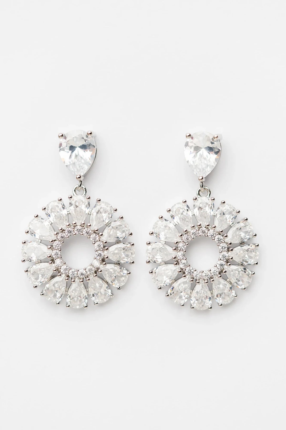 Lisandra Cluster Drop Earrings | Silver
