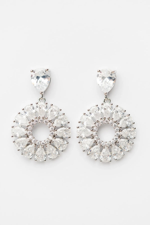 Lisandra Cluster Drop Earrings | Silver
