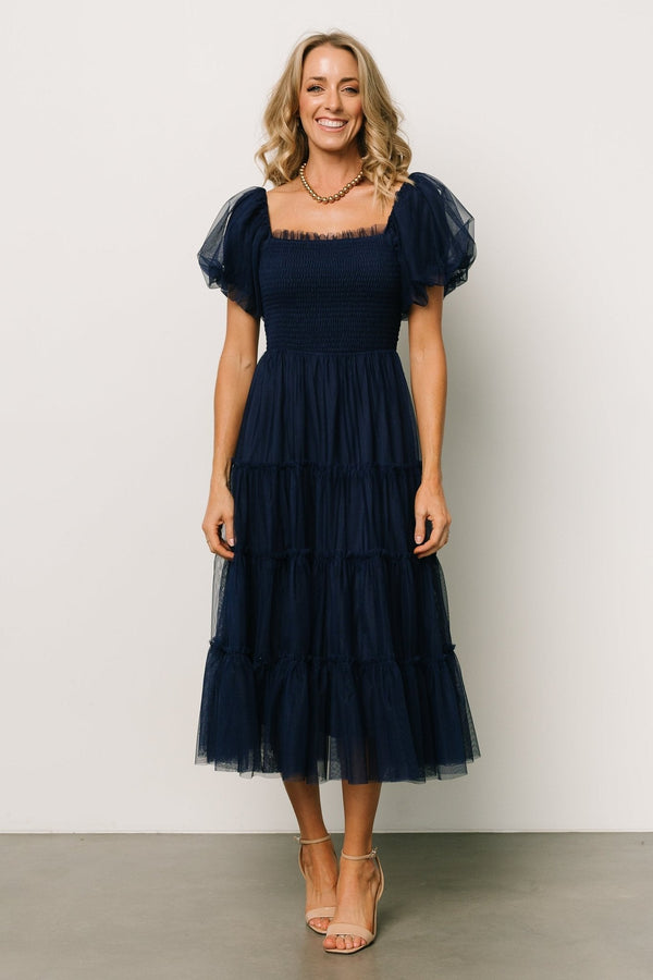 Liv Tulle Midi Dress | Navy