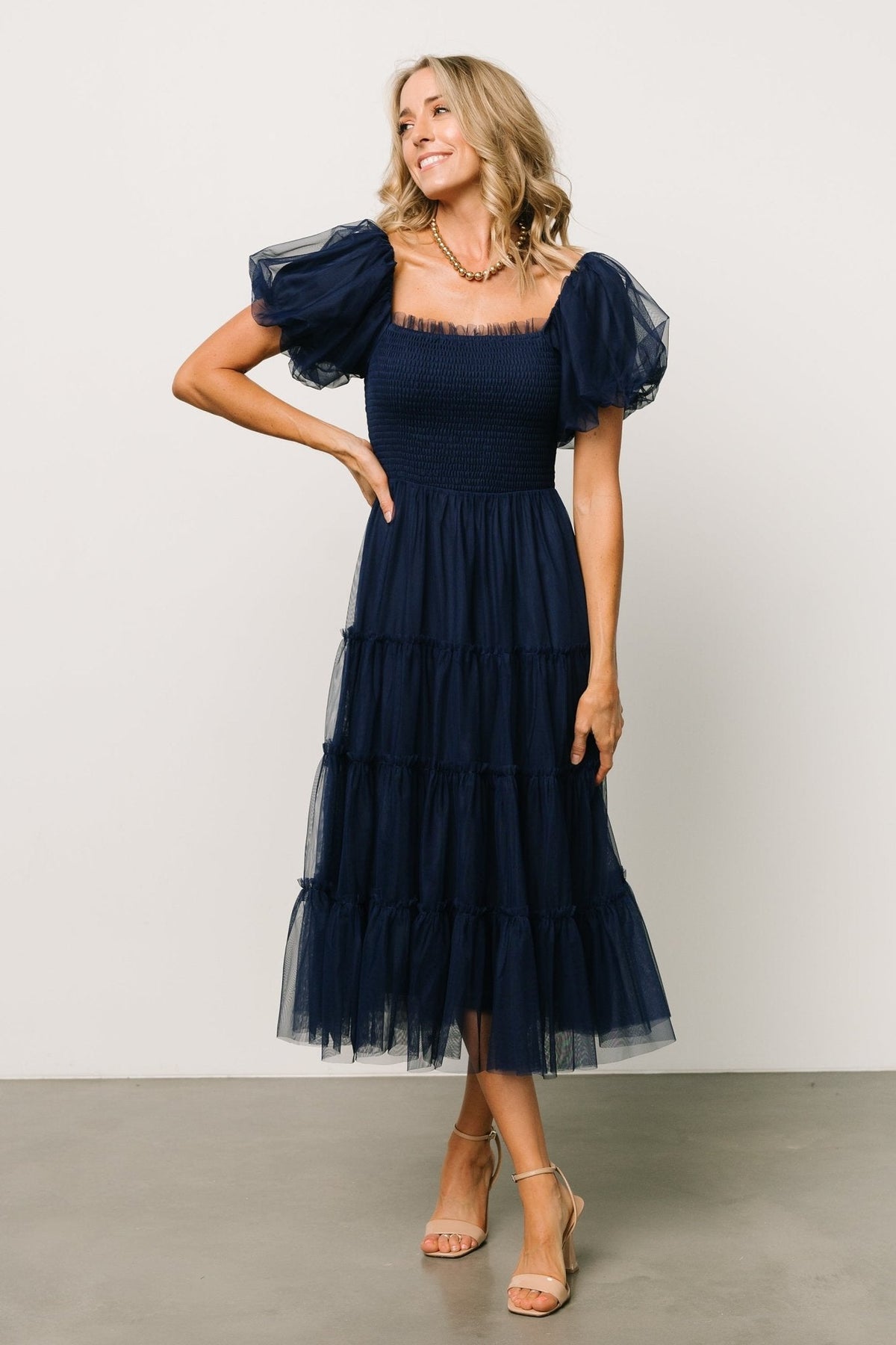 Liv Tulle Midi Dress | Navy Main image