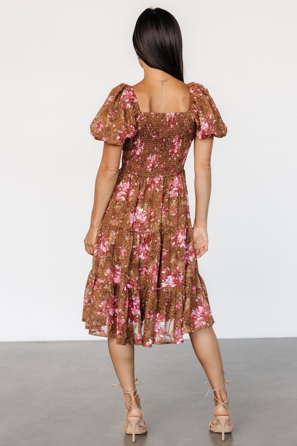 Lizzy Midi Dress | Copper + Pink