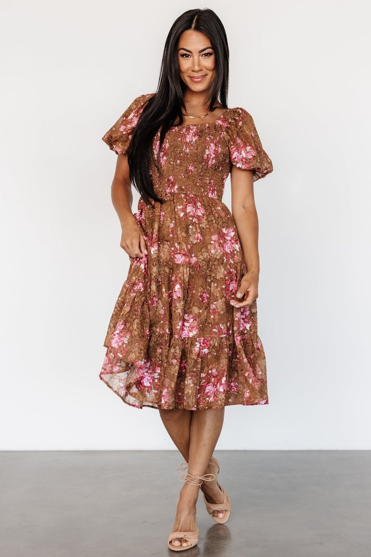 Lizzy Midi Dress | Copper + Pink Main image