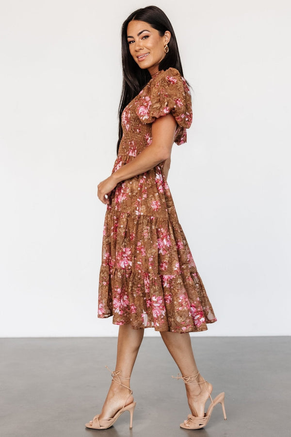 Lizzy Midi Dress | Copper + Pink