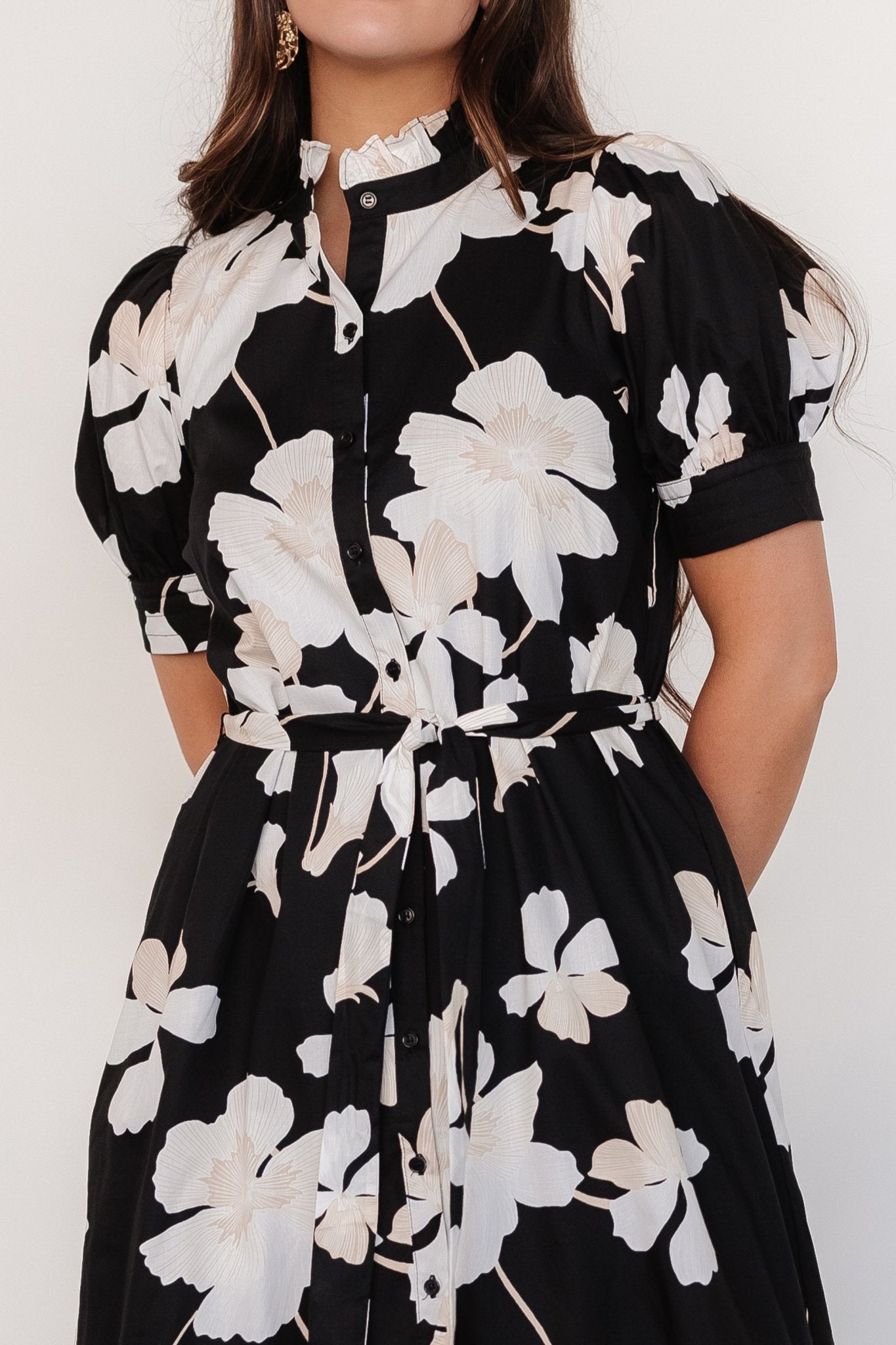 Loewe Button Dress | Black + Off White Floral Secondary image