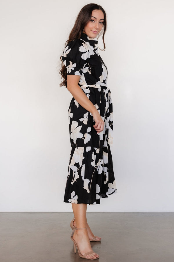 Loewe Button Dress | Black + Off White Floral