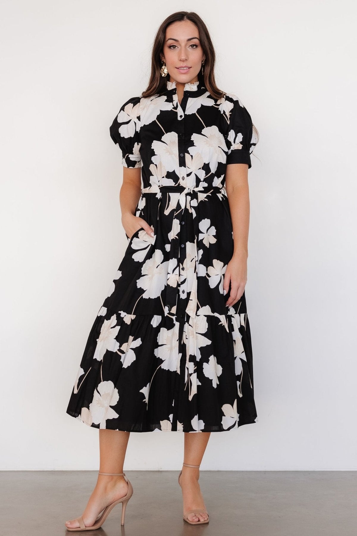 Loewe Button Dress | Black + Off White Floral Main image