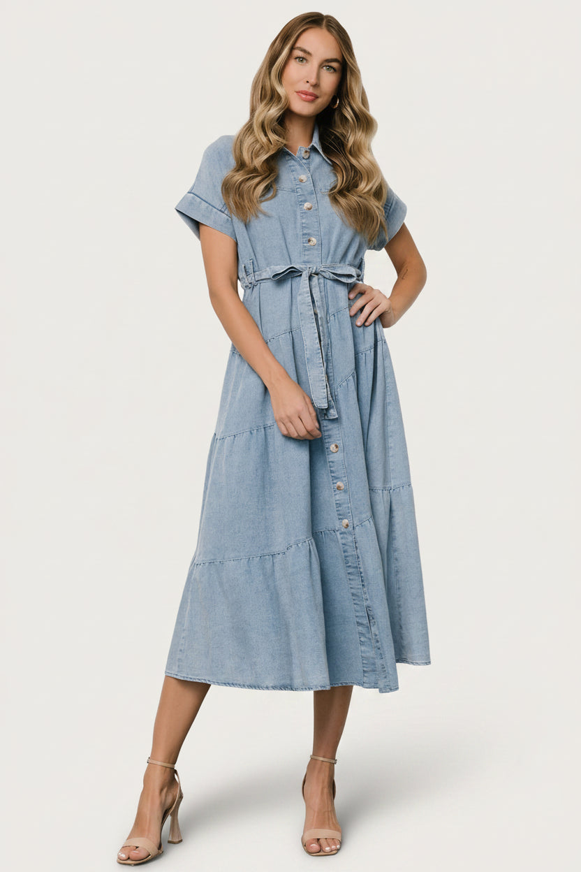 Logan Button Up Dress | Denim