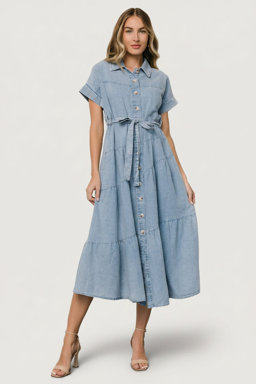Logan Button Up Dress | Denim Main image