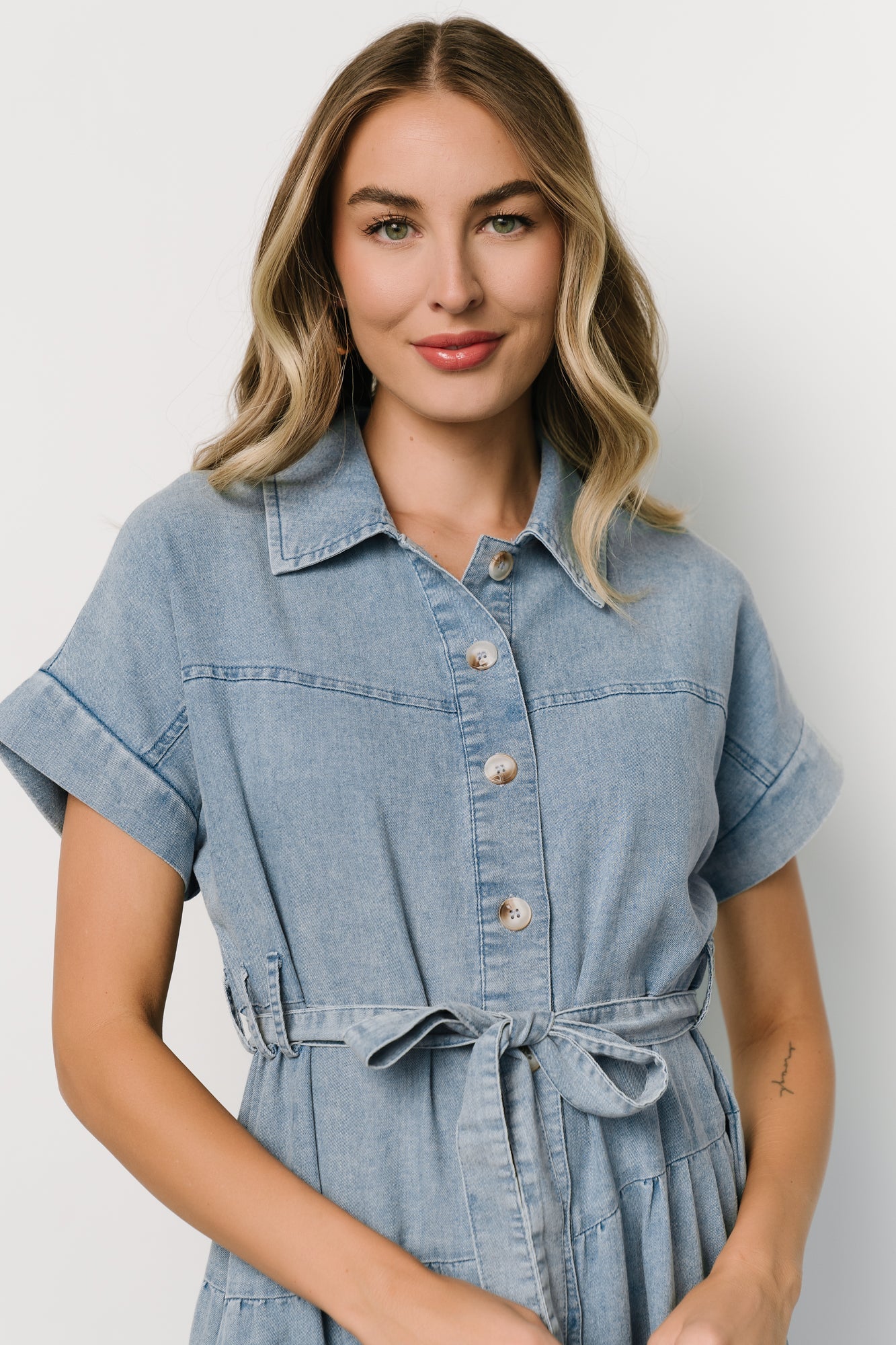 Logan Button Up Dress | Denim Secondary image