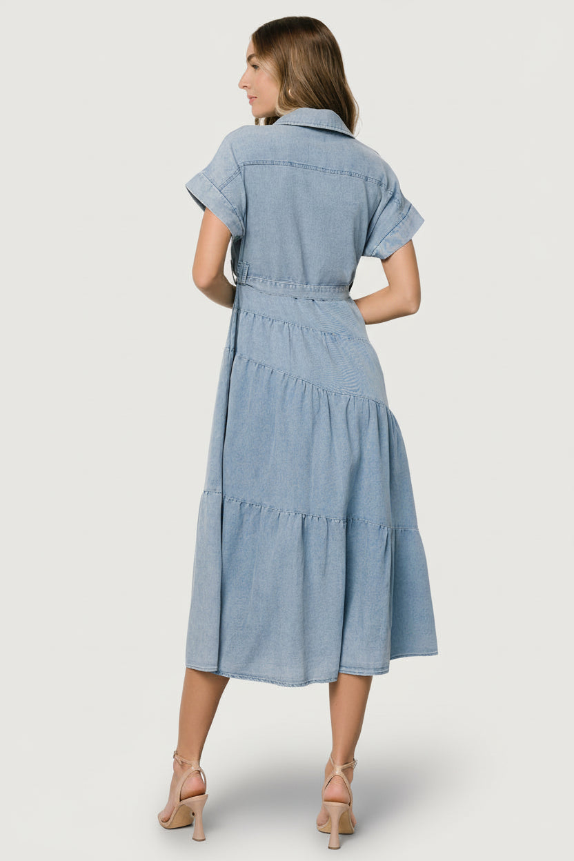 Logan Button Up Dress | Denim