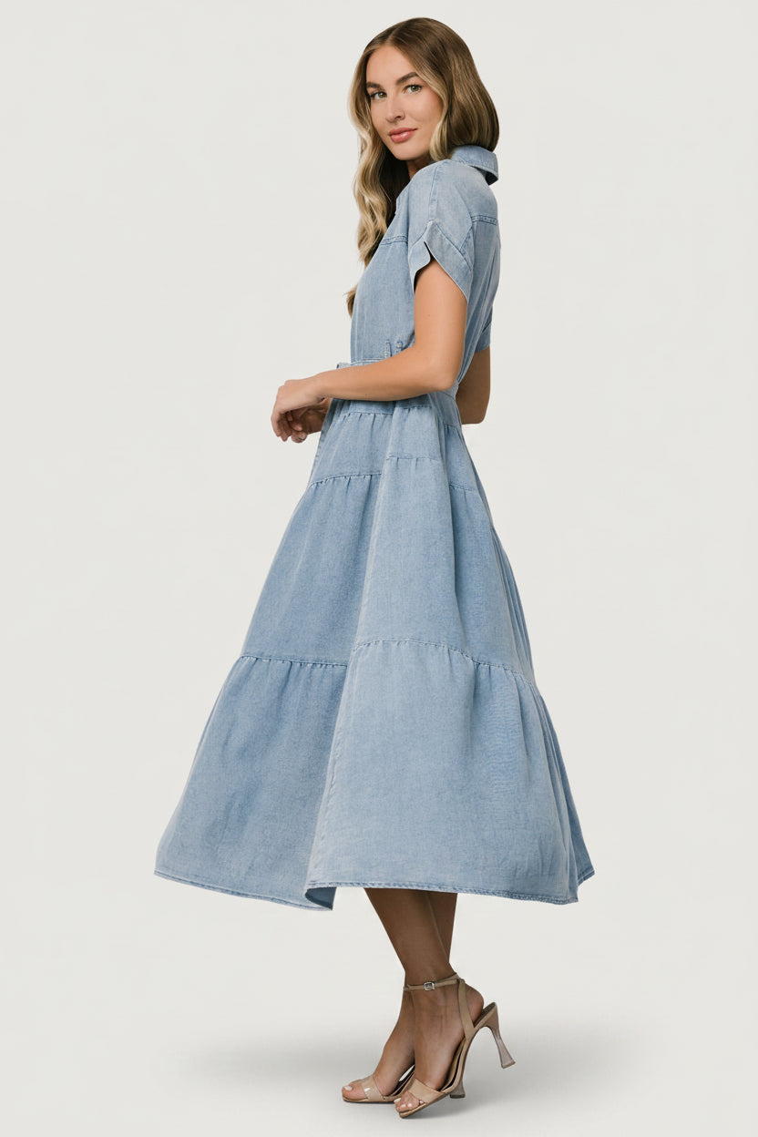 Logan Button Up Dress | Denim