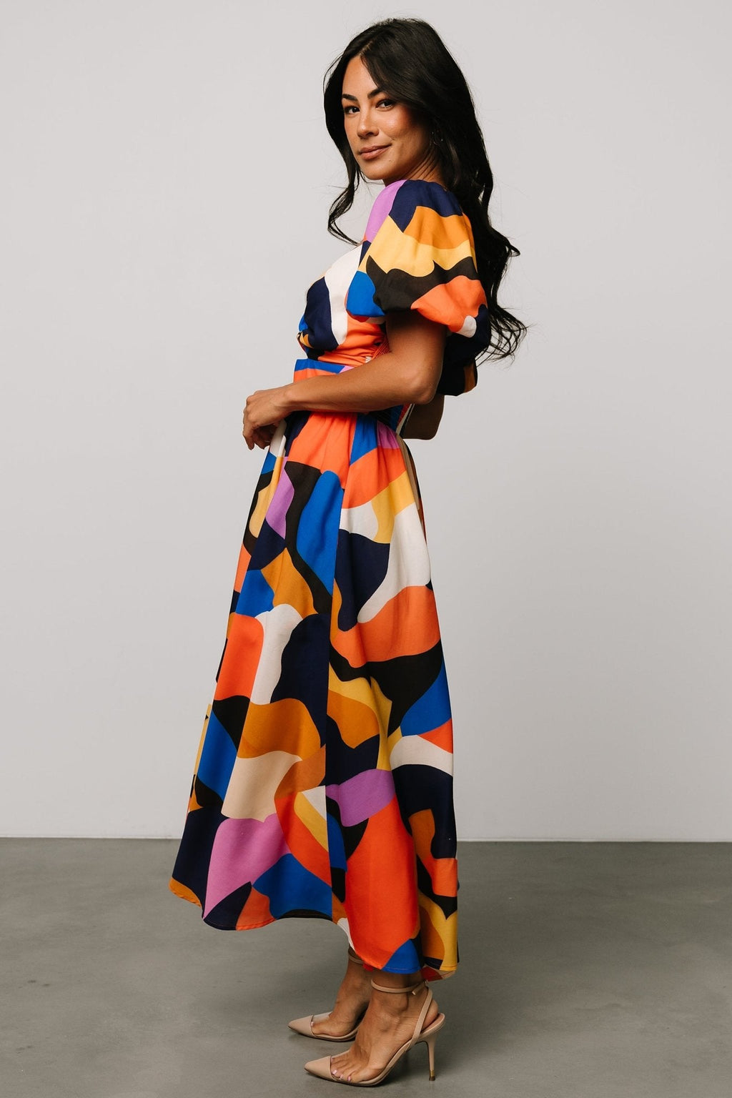Lola Midi Dress | Rust + Navy Multi