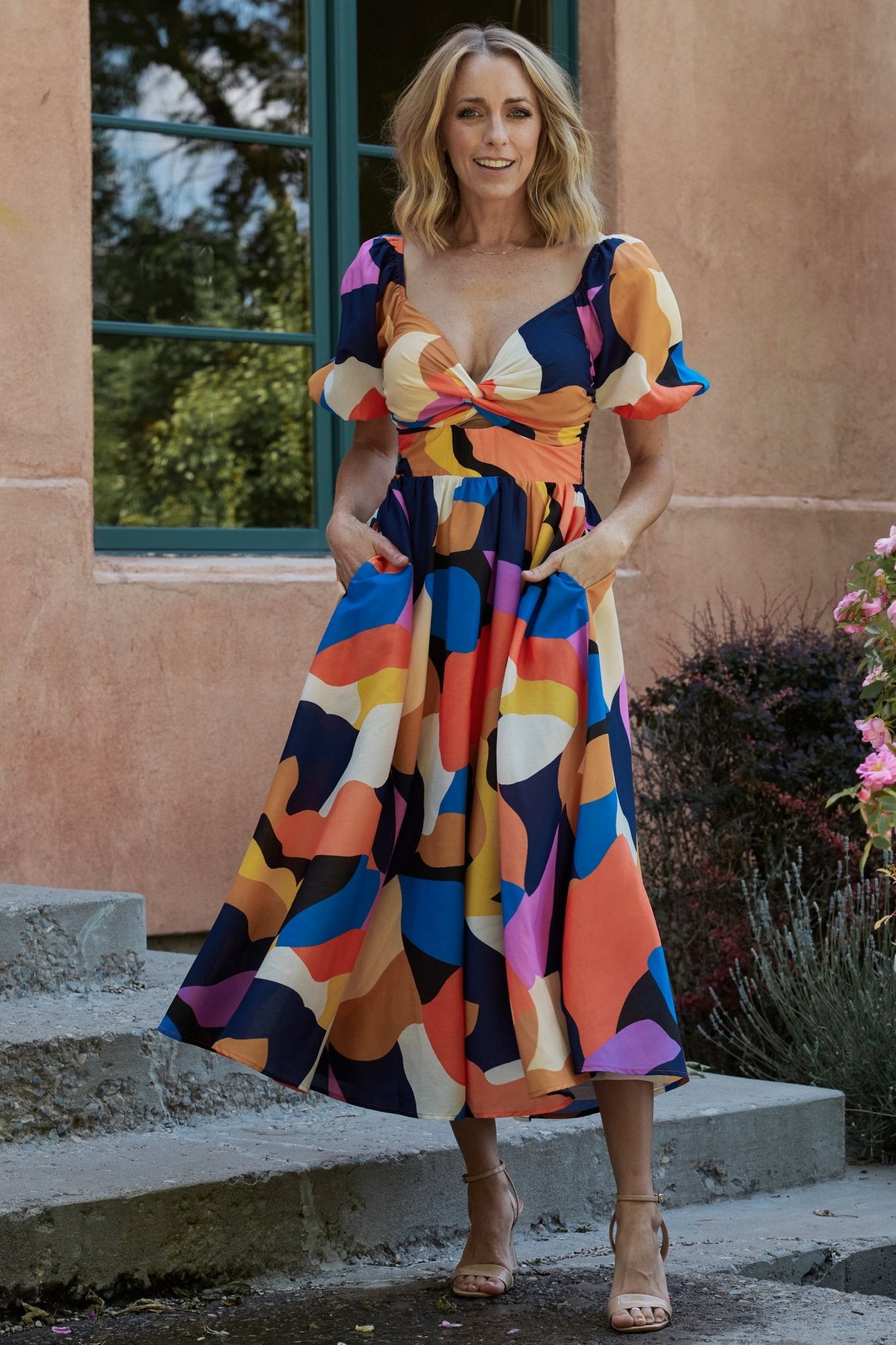 Lola Midi Dress | Rust + Navy Multi Secondary image