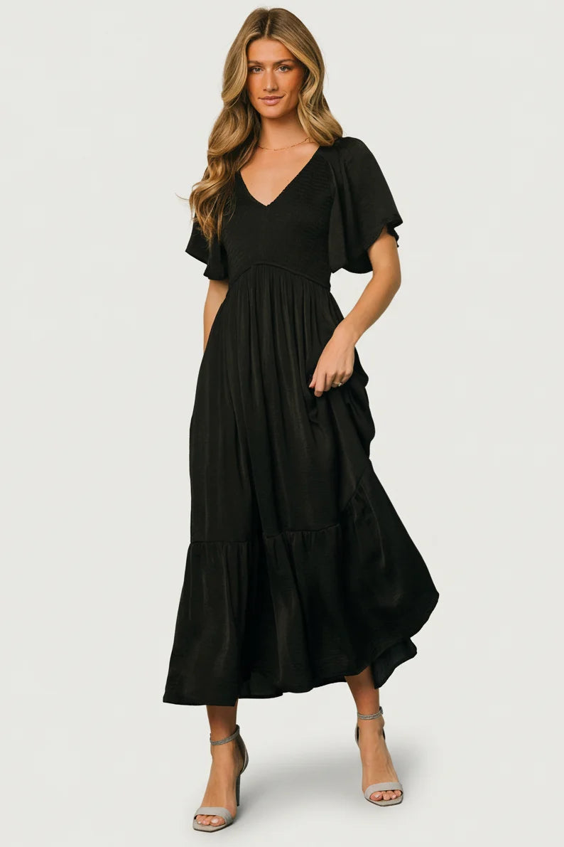 Lovell Smocked Midi Dress | Black Main image