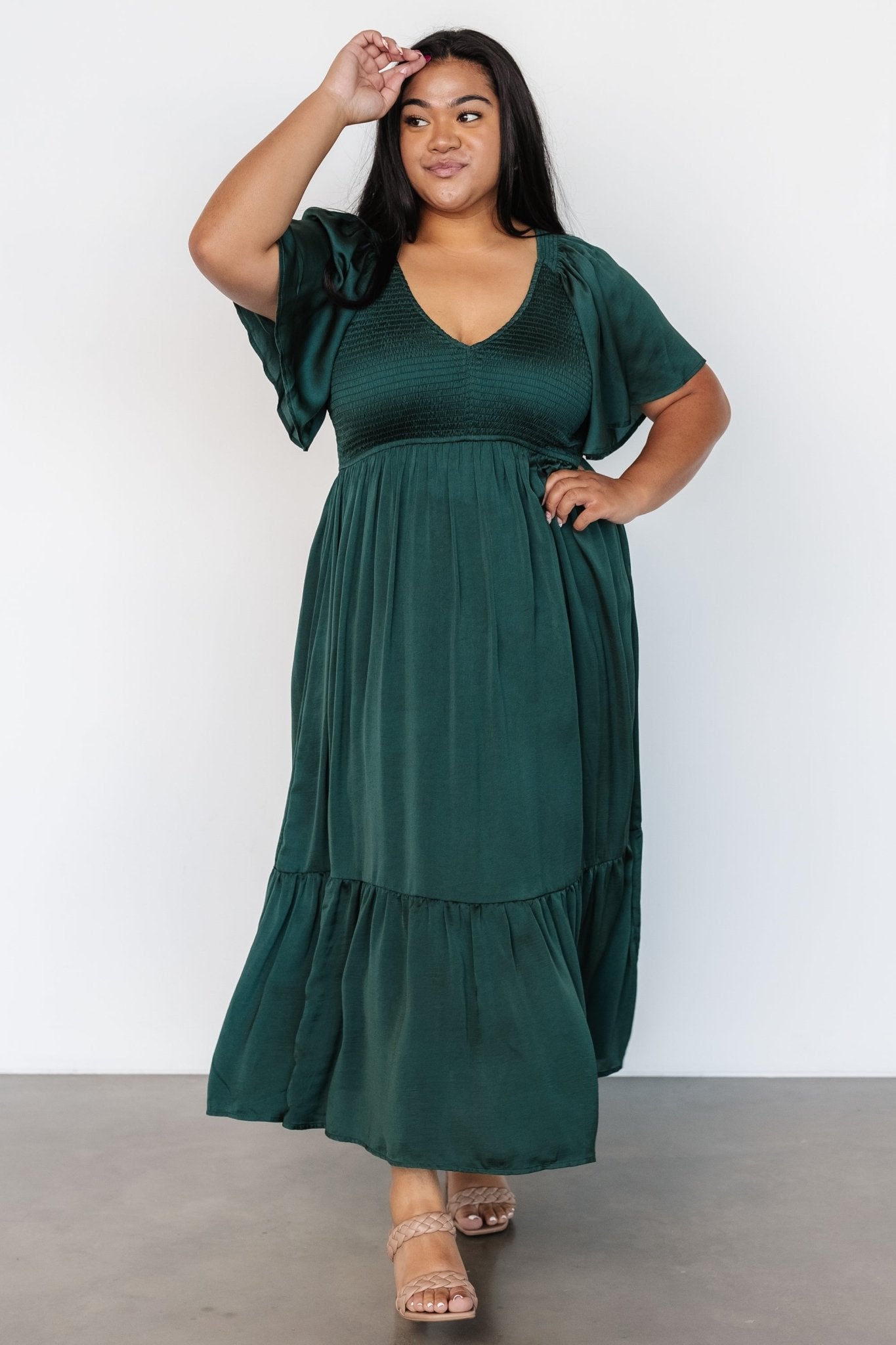 Lovell Smocked Midi Dress | Emerald Secondary image