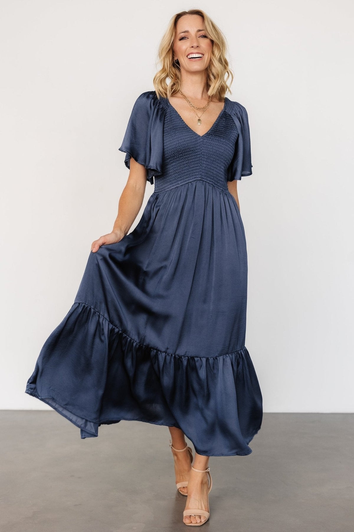 Lovell Smocked Midi Dress | Midnight Blue Main image