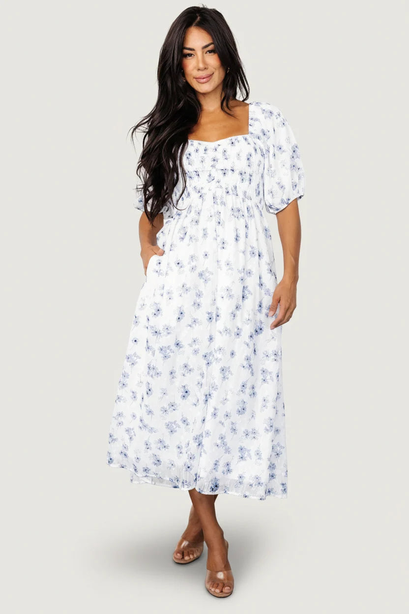 Luca Dress | White + Blue Floral Main image