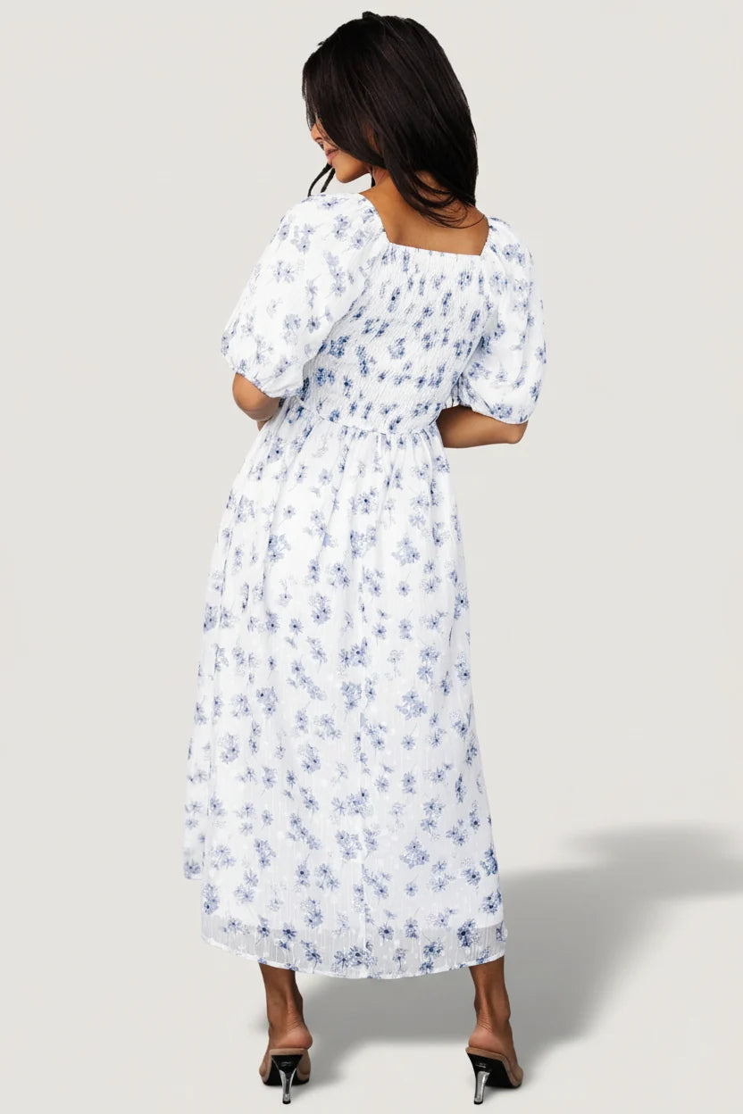 Luca Dress | White + Blue Floral Secondary image
