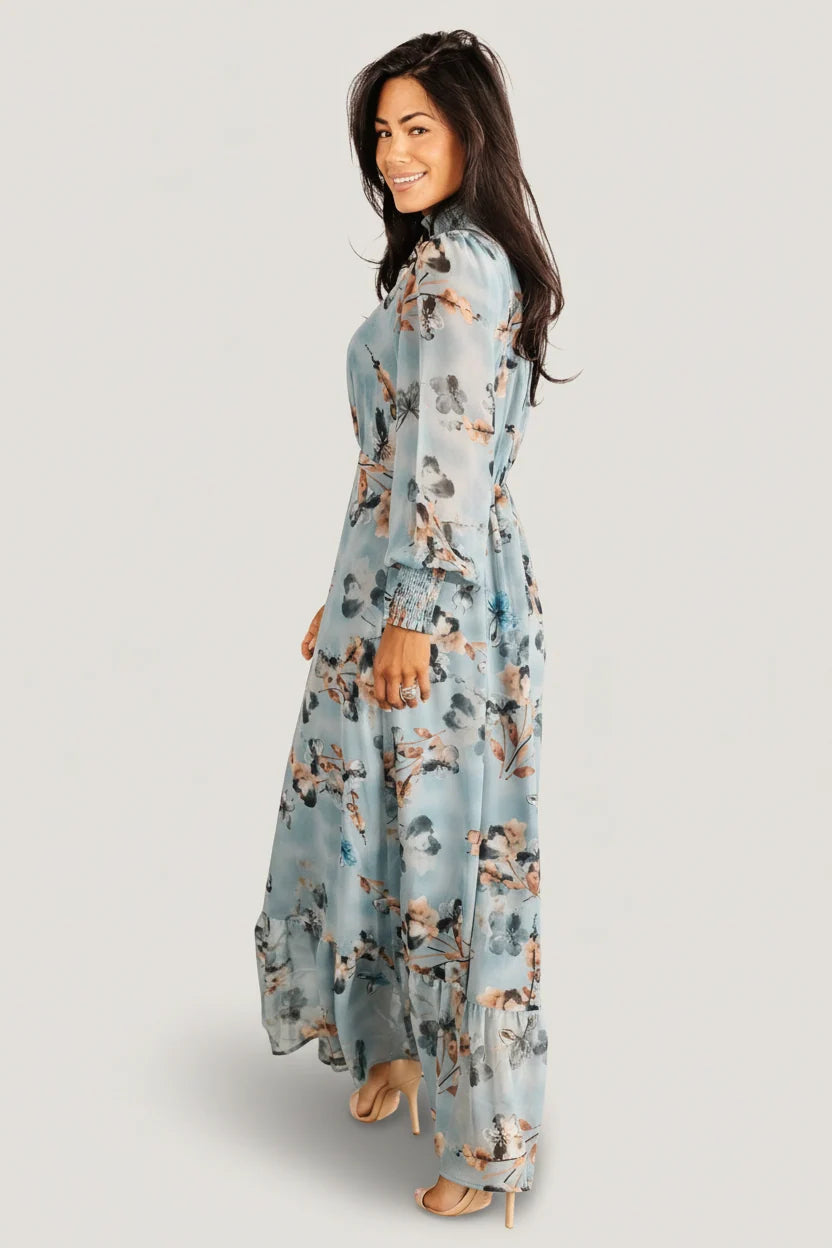 Luciana Maxi Dress | Cyan Blue Floral