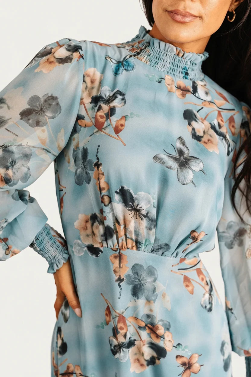 Luciana Maxi Dress | Cyan Blue Floral Secondary image