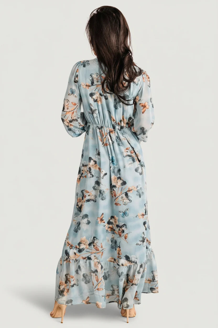 Luciana Maxi Dress | Cyan Blue Floral