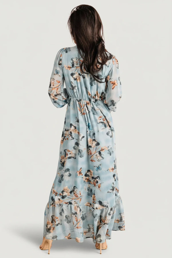 Luciana Maxi Dress | Cyan Blue Floral