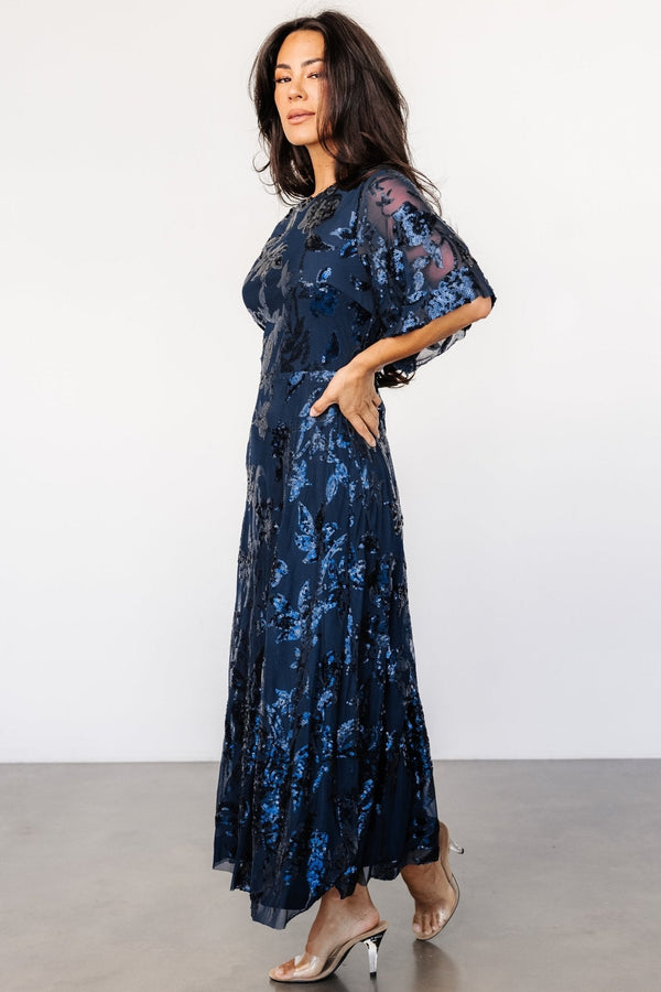 Lucy Sequin Dress | Navy