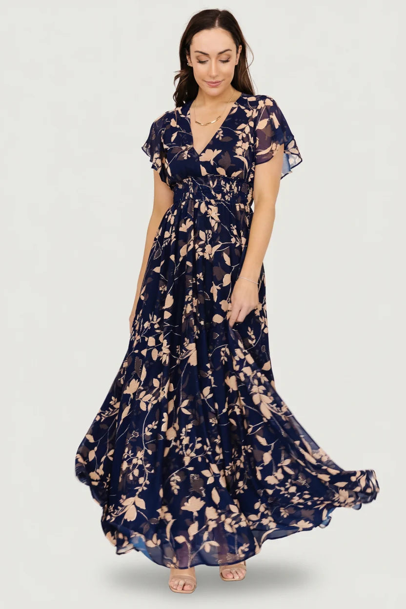 Lynlee Metallic Maxi Dress | Navy Main image