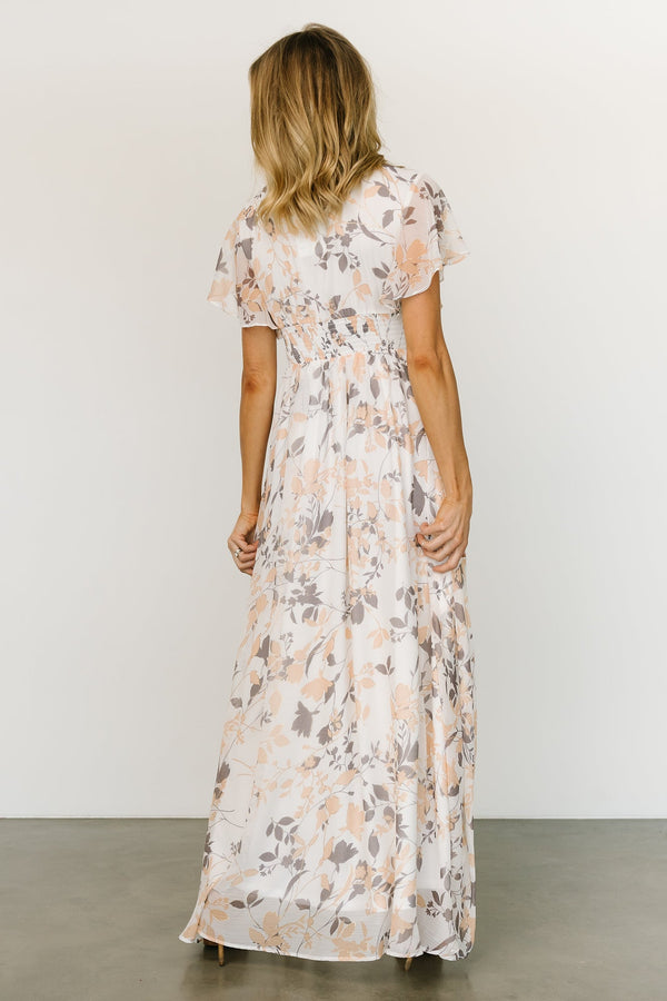 Lynlee Metallic Maxi Dress | Off White Print