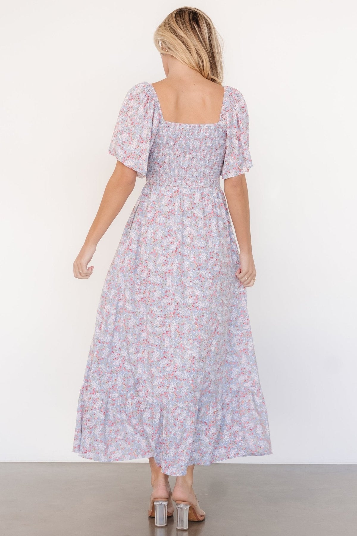 Lyssa Smocked Dress | Dusty Blue Floral