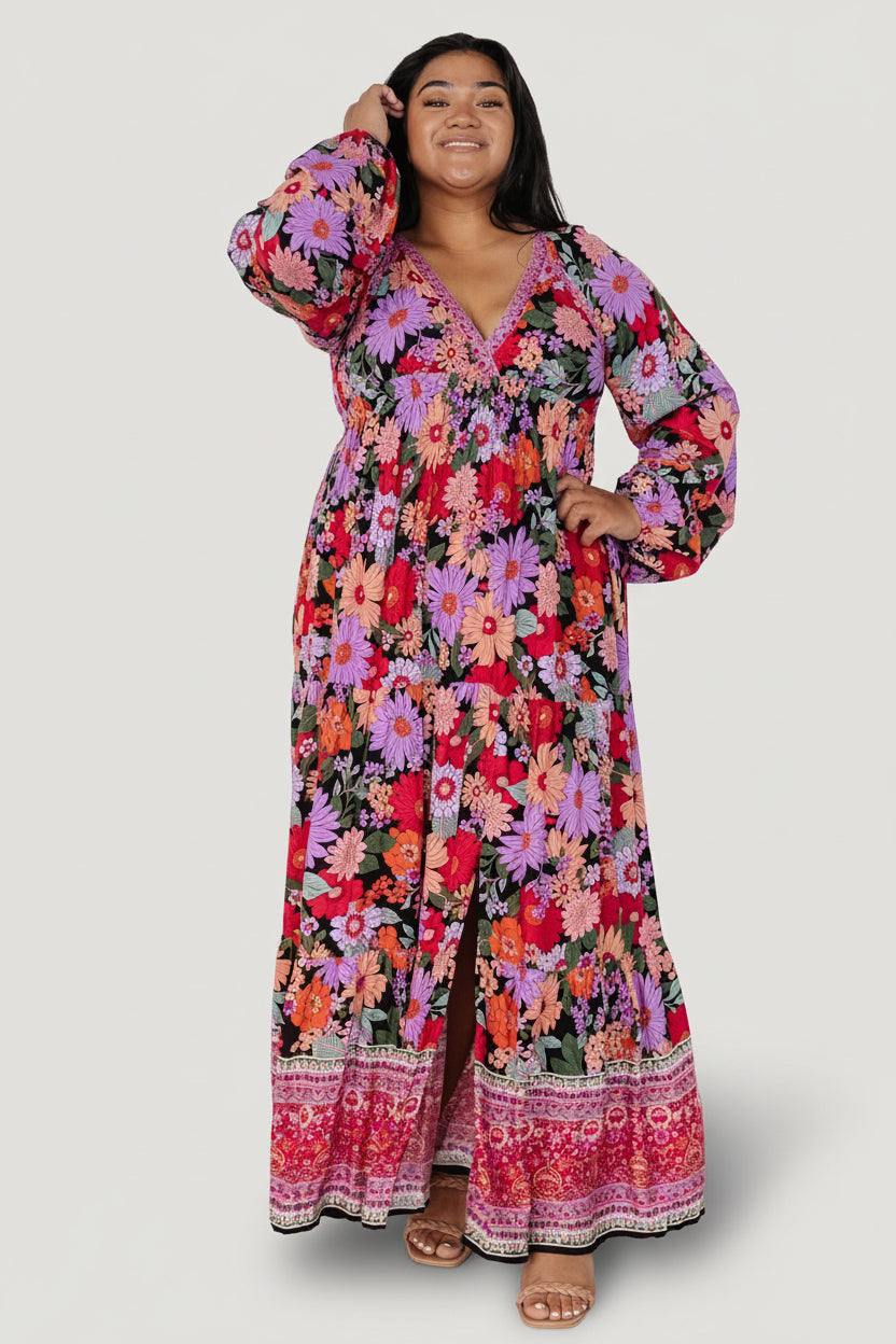 Malena Maxi Dress | Black Multi Secondary image
