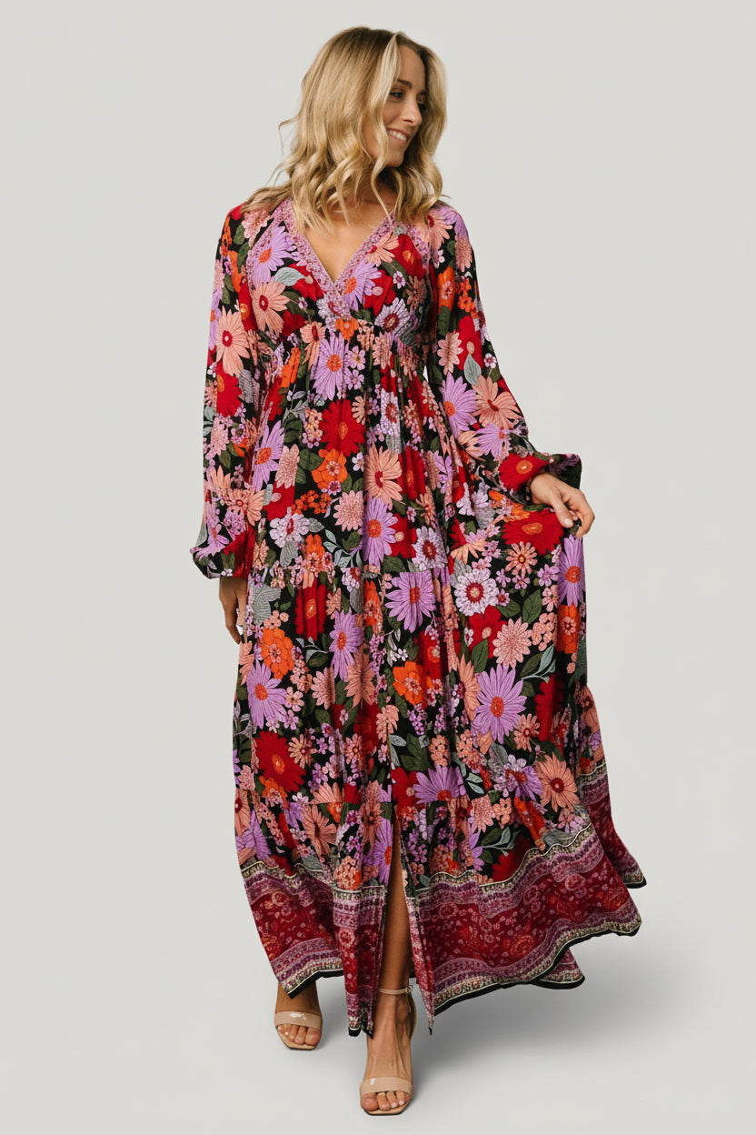 Malena Maxi Dress | Black Multi Main image