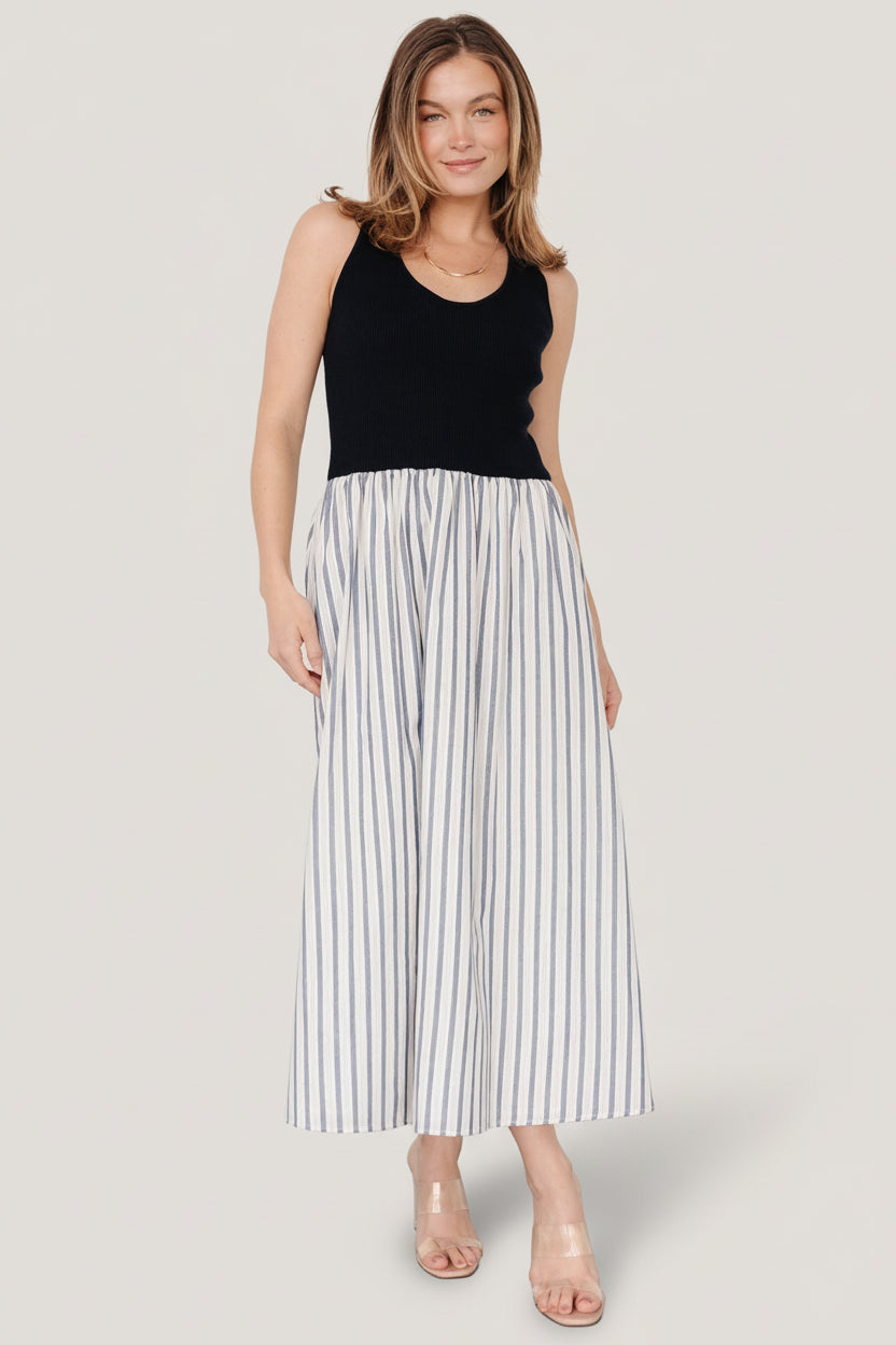 Marbella Tank Dress | Navy Stripe Secondary image