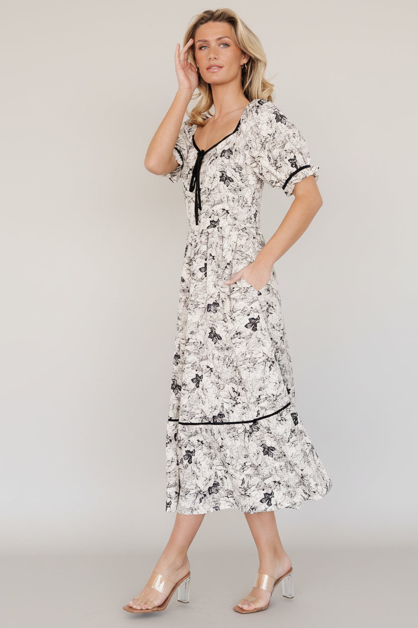 Mariana Midi Dress | Cream + Black Floral