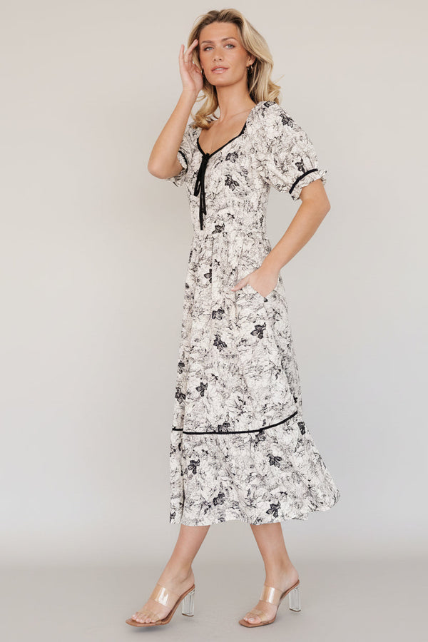 Mariana Midi Dress | Cream + Black Floral