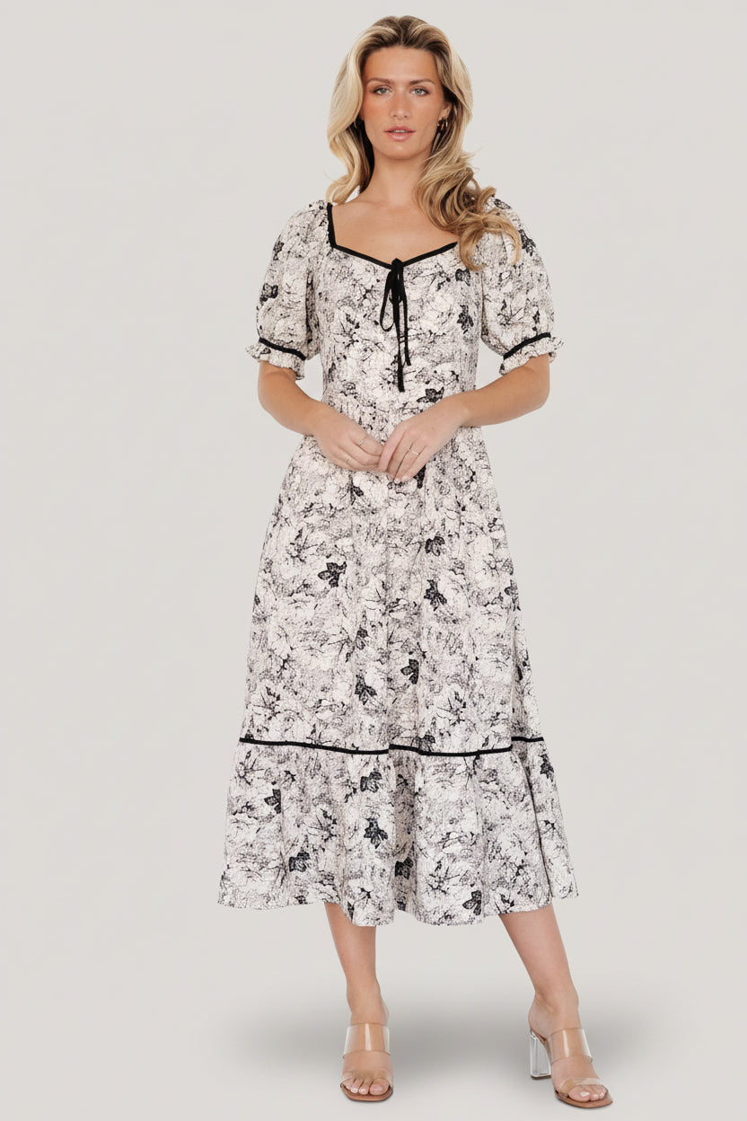 Mariana Midi Dress | Cream + Black Floral Main image